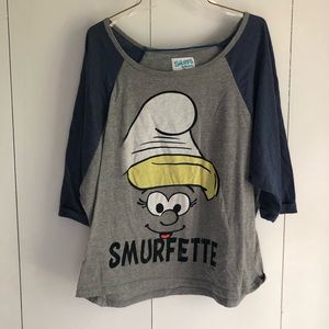 Raglan Style 3/4 Sleeve Smurfette Tee